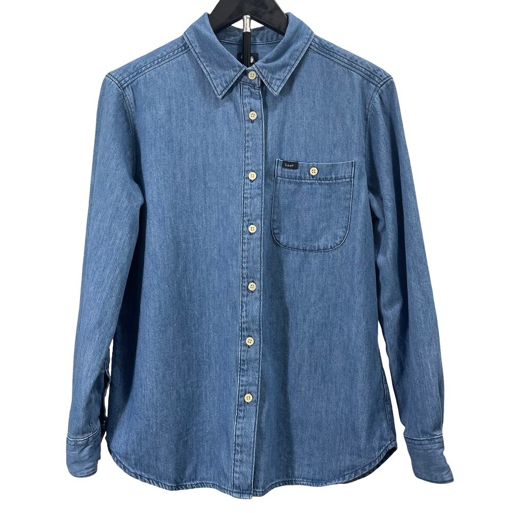 VTG 90s Lee Women's Blue Denim Button Up Work Pocket Outdoor Utility Medium